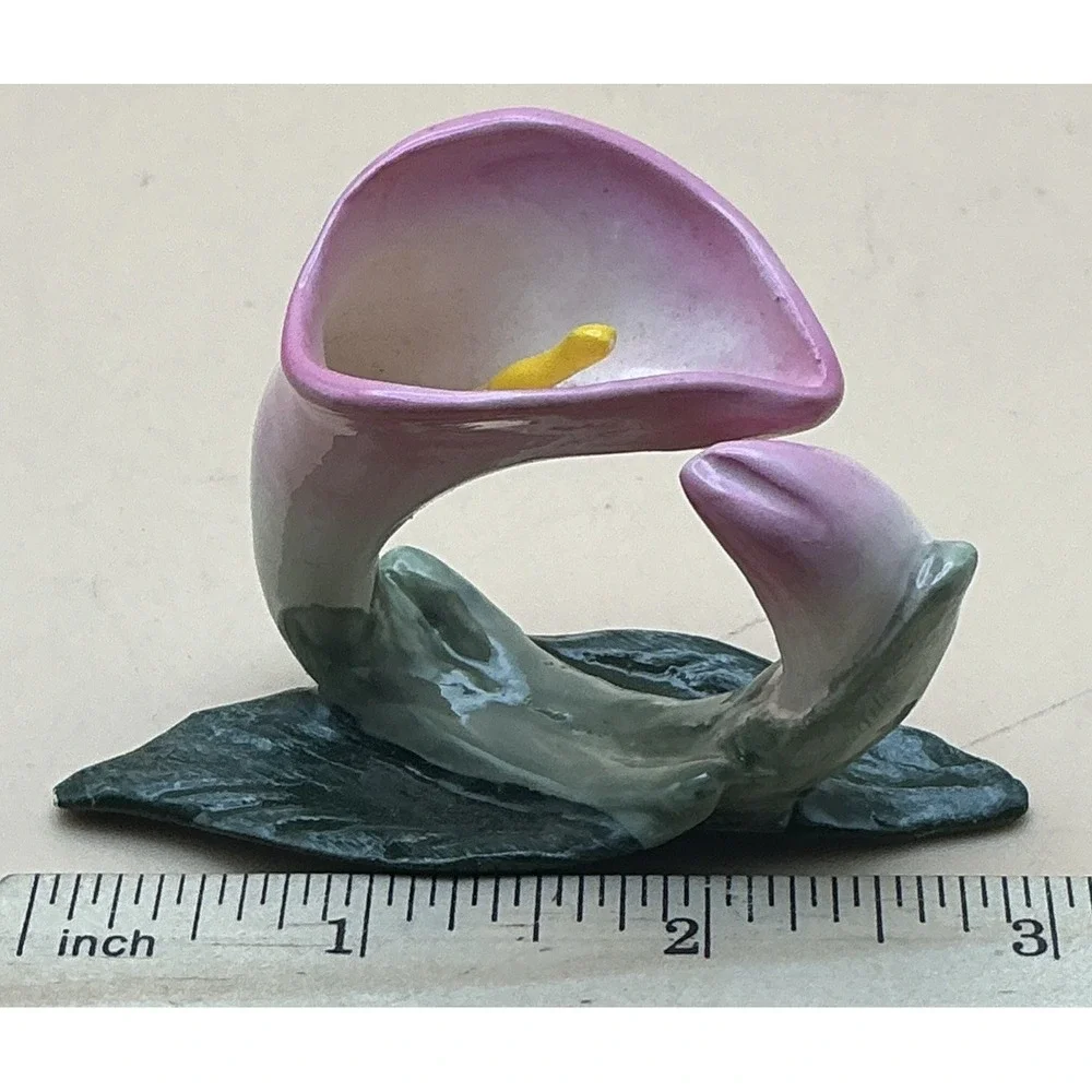 Vintage PIA RPA 1986 Bone‎ China Napkin Rings Pink Calla Lily Hand Painted Set 4